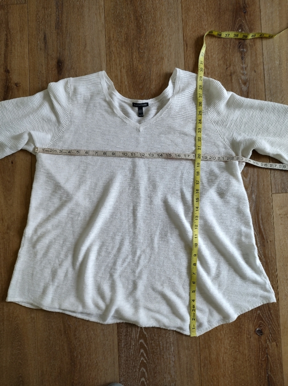 Eileen Fisher Organic Cotton And Linen V-Neck Tunic Top Lightweight Weave XL - Picture 8 of 8